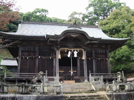 肥前の古社で緑濃い参道を歩き、夏の涼をとる