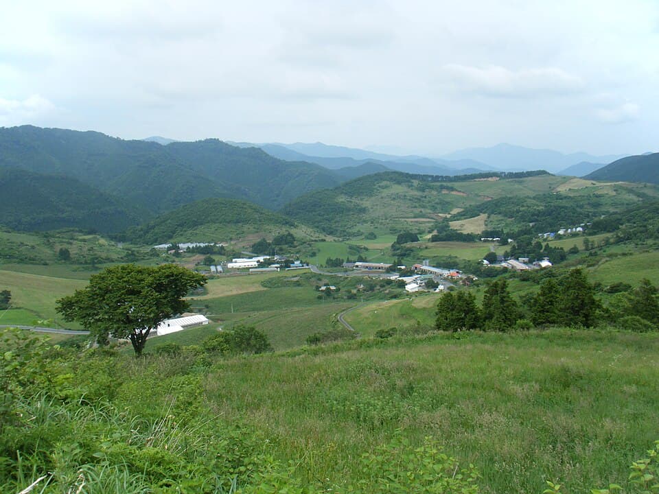 つづら折りを登りきると緑の大地が広がる西の玄関口