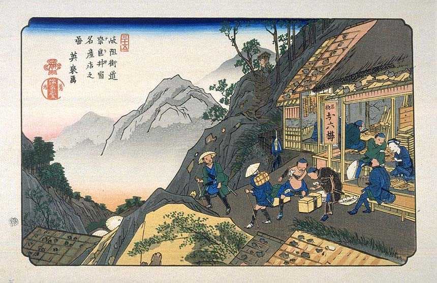 千本格子の町並みをそぞろ歩き、五平餅の食べ歩きと手打ちそばのランチ