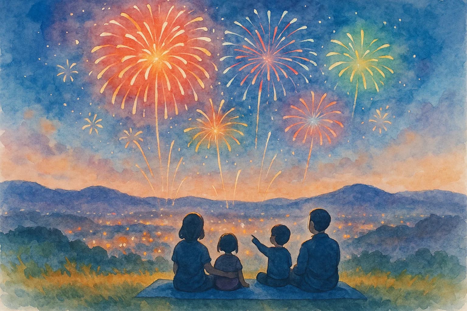 東広島花火大会を観覧、夏の夜空に広がる大輪の花火