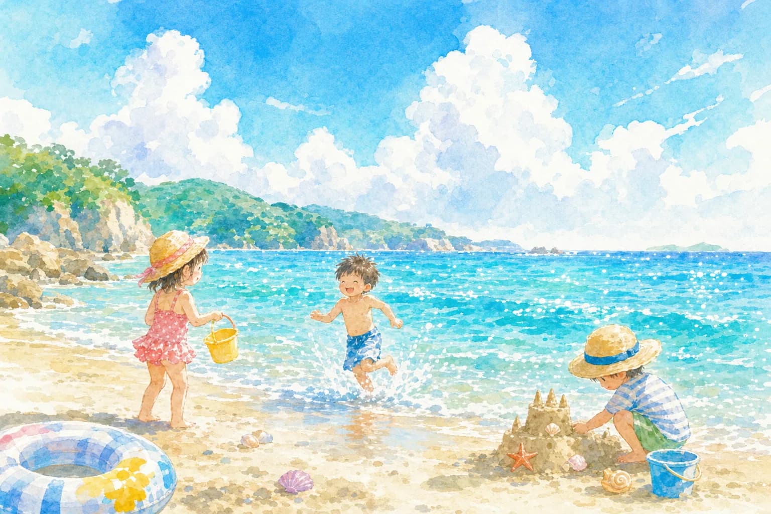監視員常駐の砂浜で午後いっぱい海水浴