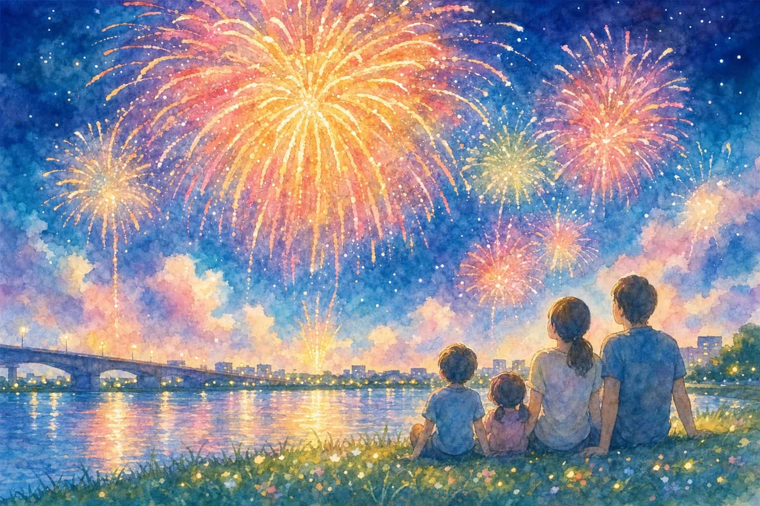 小田川河川敷(花火観覧会場)