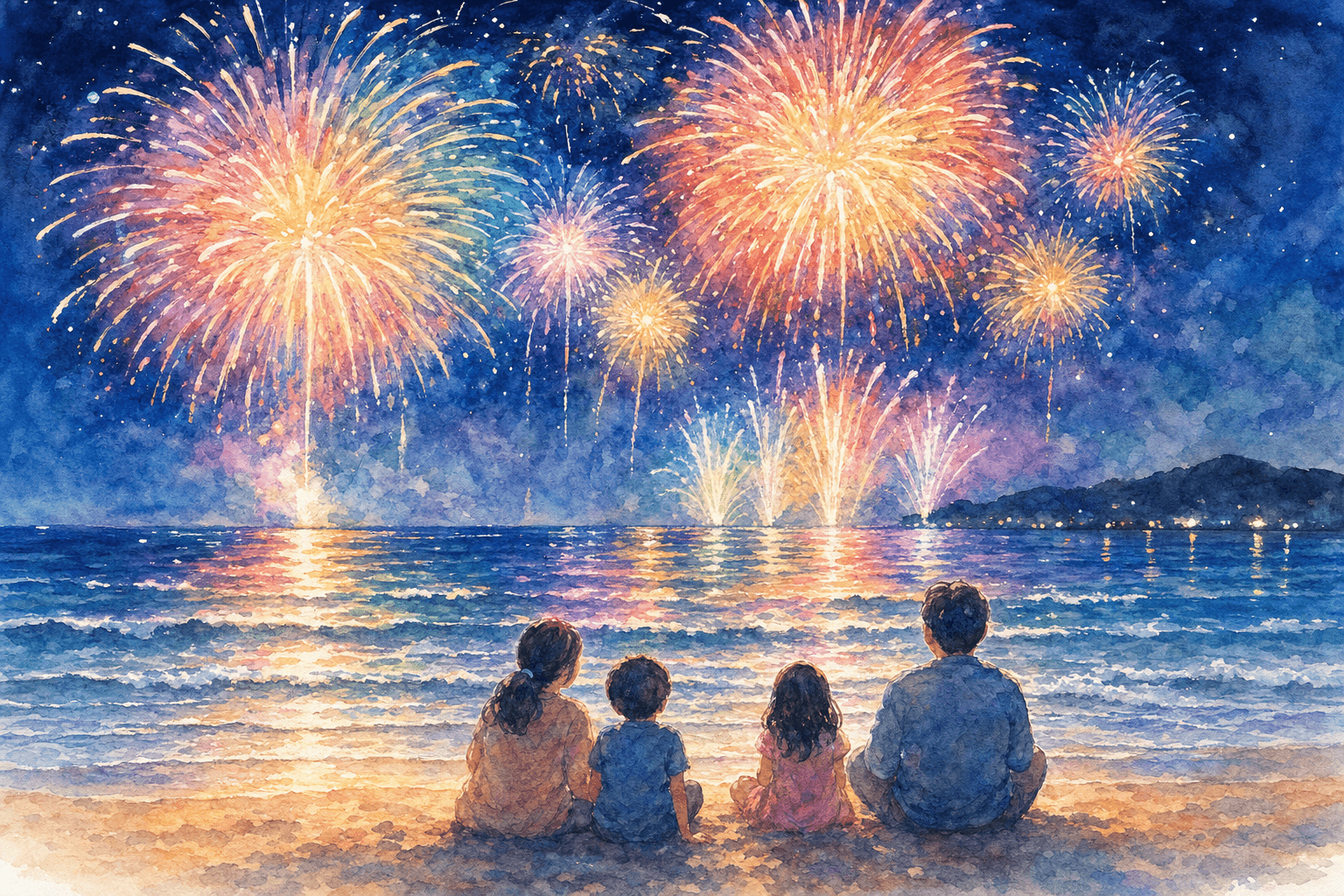 約5,600発が日本海の夜空に開く、越前海岸の夏の花火