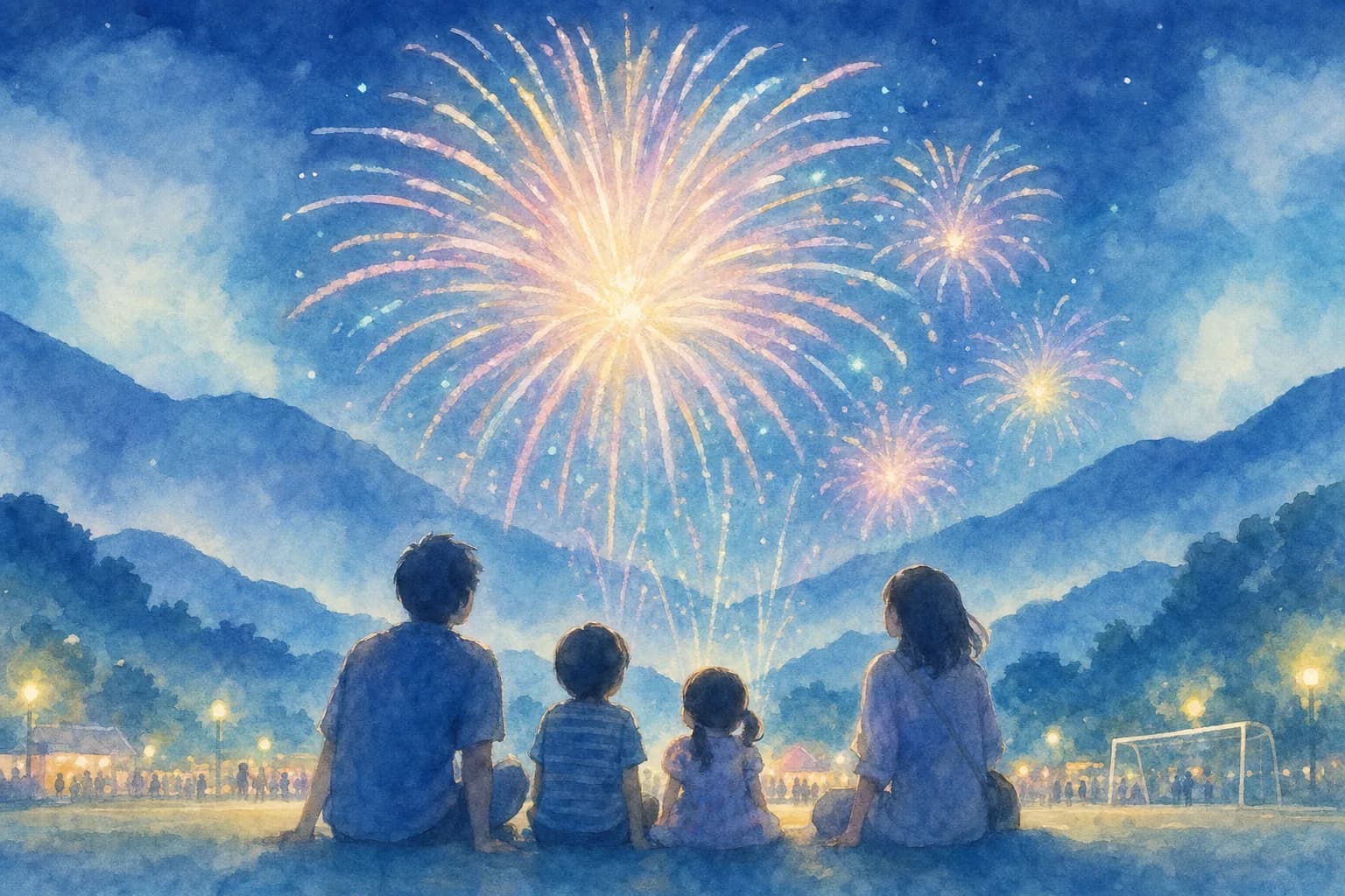 約450発が山あいの夜空を彩る花火を観覧