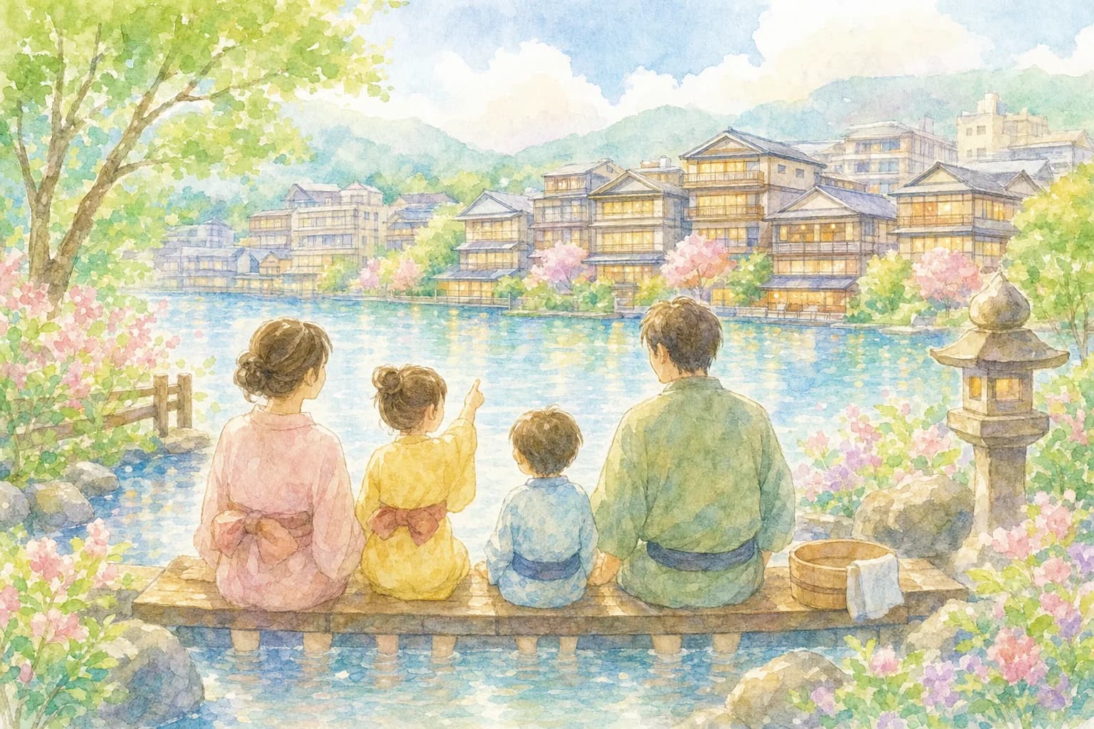 足湯めぐりをしながら温泉町をのんびり歩く