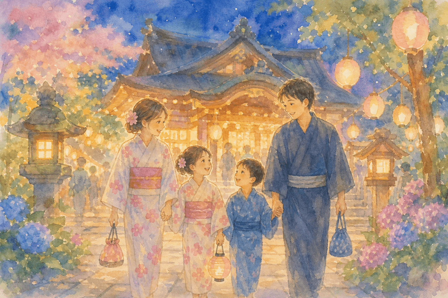 17時開始。厄除けの古刹が夏祭りの灯りに包まれる夜