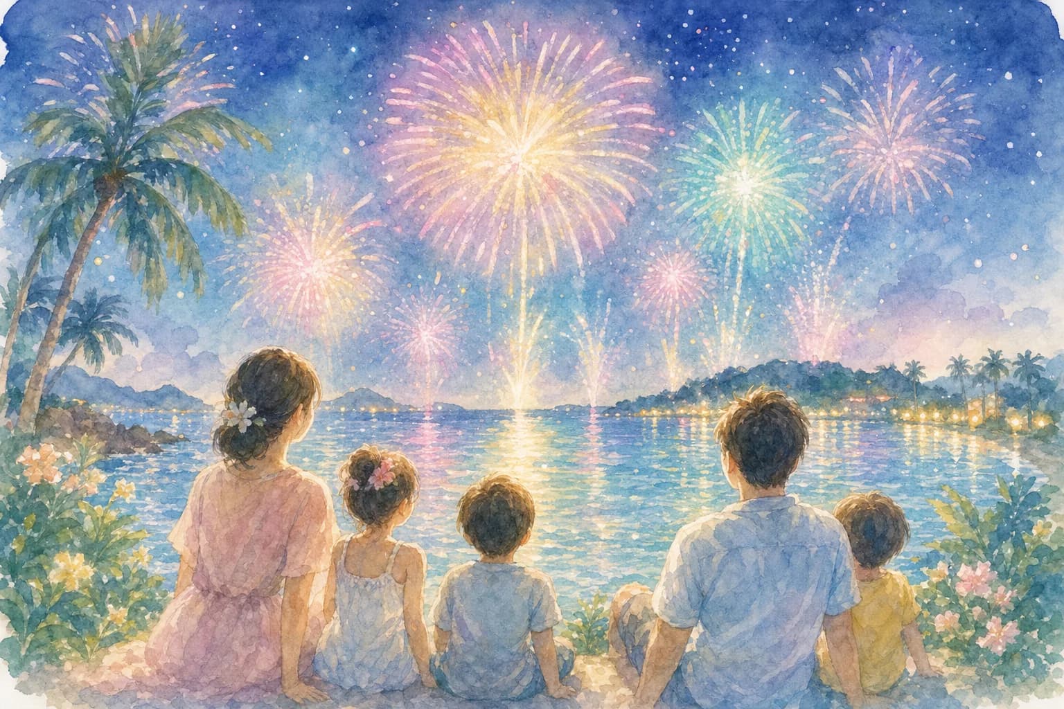 約1,700発、しまなみ海道の島の夜空を彩る花火