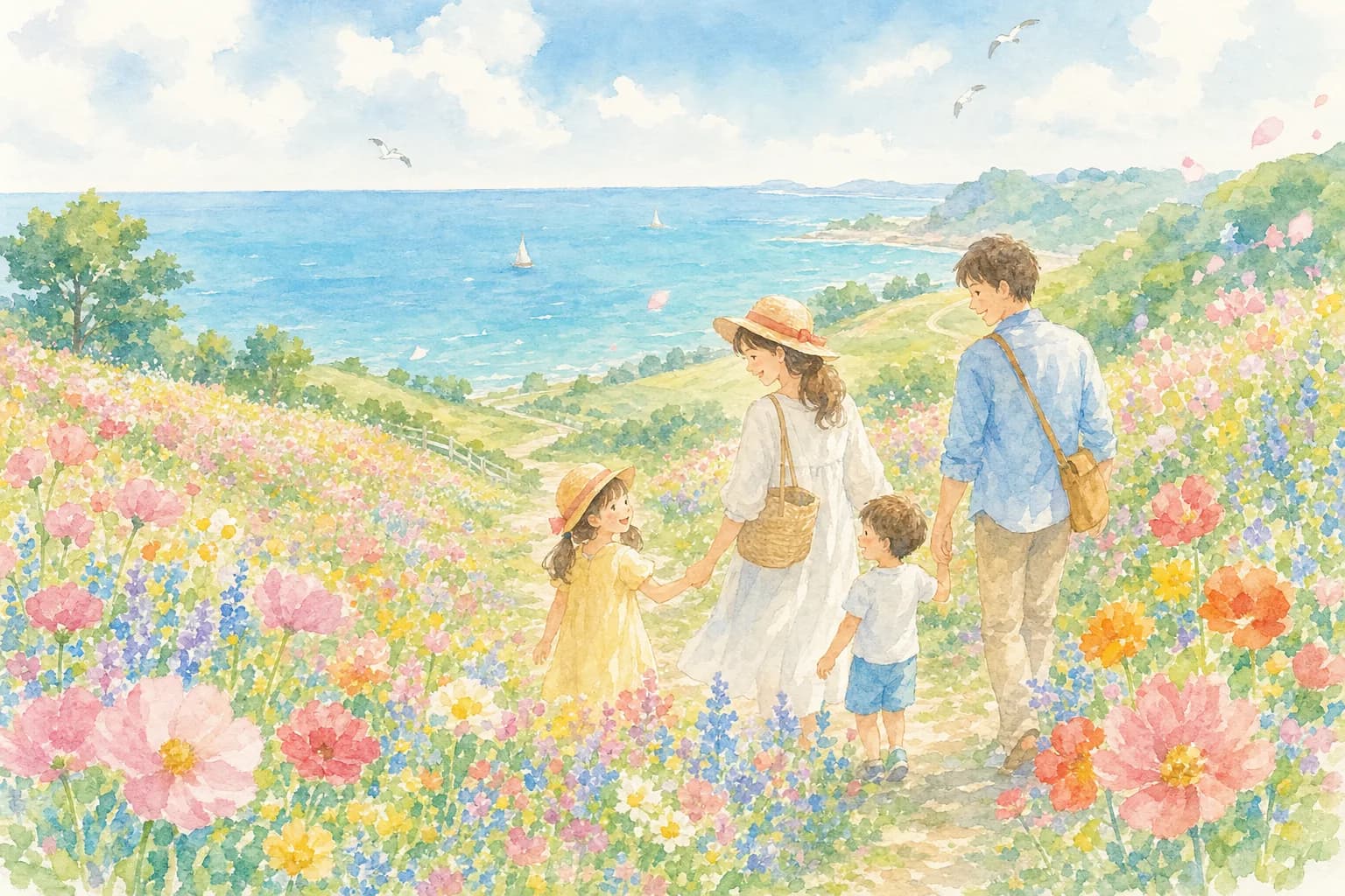季節の花々が広がる庭園をゆったり散策