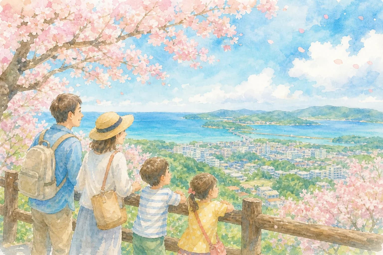 名護のシンボルとなる高台の公園から街と海を見晴らす