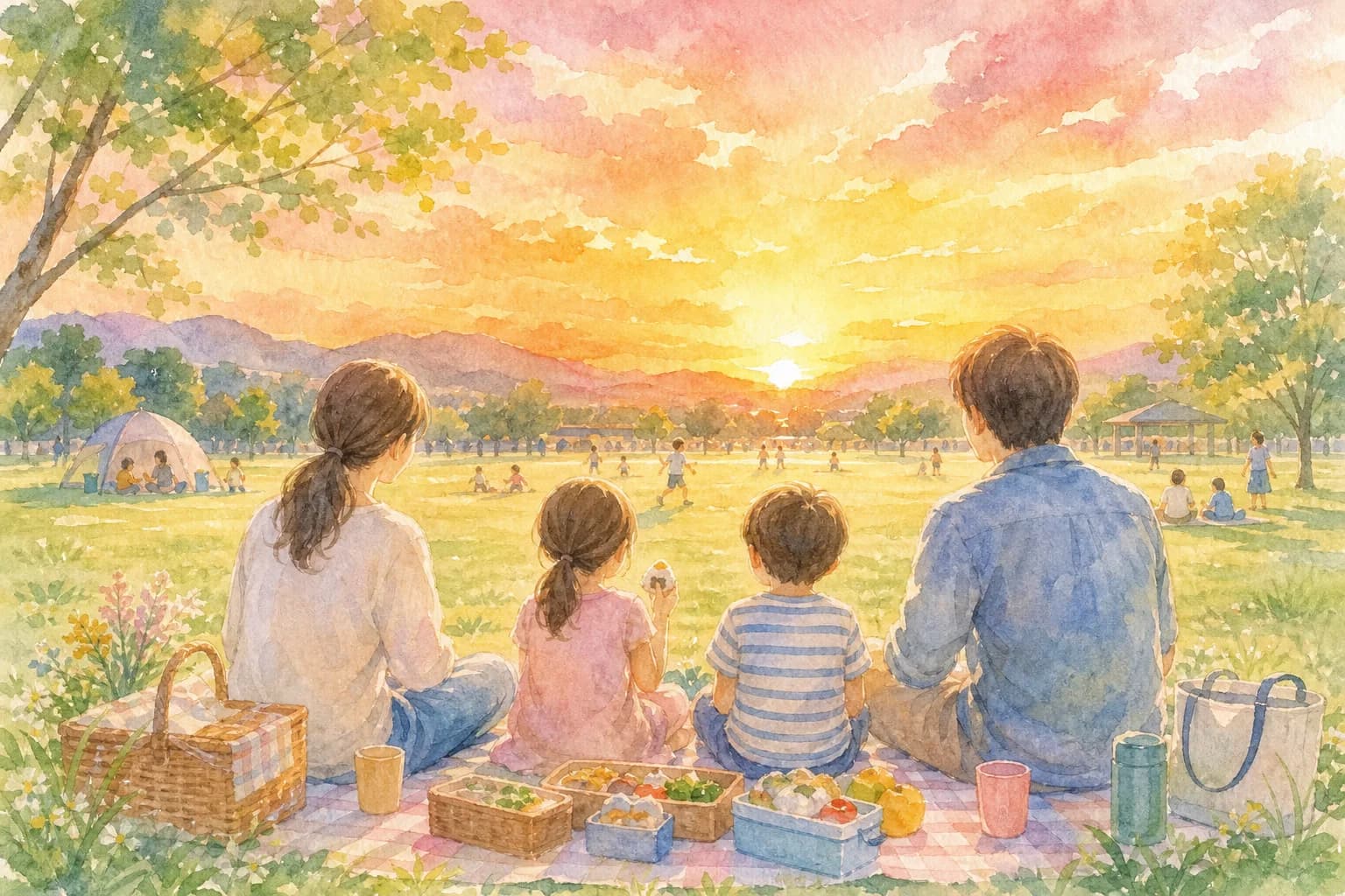 会場で夕食を済ませ、花火観覧の場所を確保