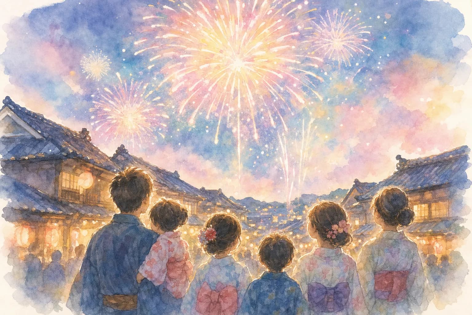 住吉まつりの締めくくりに本町の夜空を彩る花火