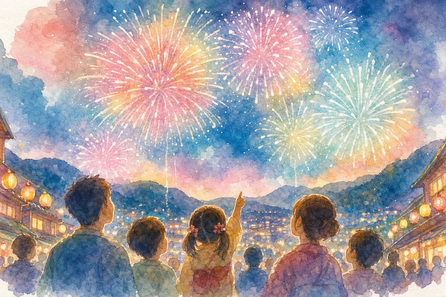 大和の山あいの町を彩る花火を観覧