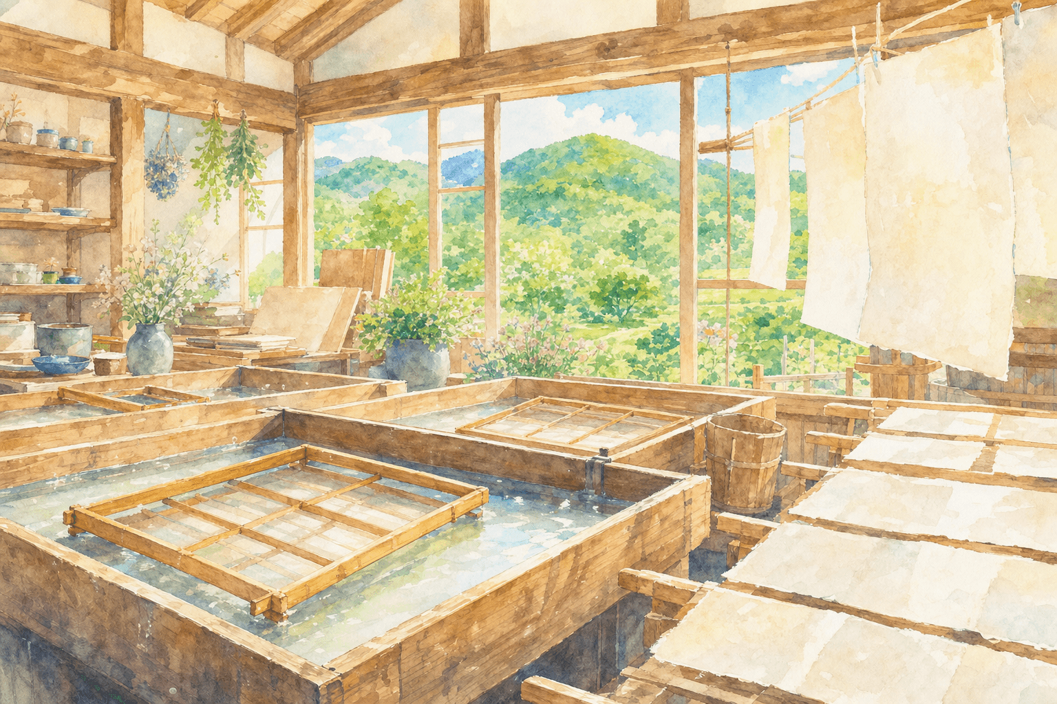 Experience handmade washi paper postcard making and search for washi paper souvenirs; lunch break at the roadside station
