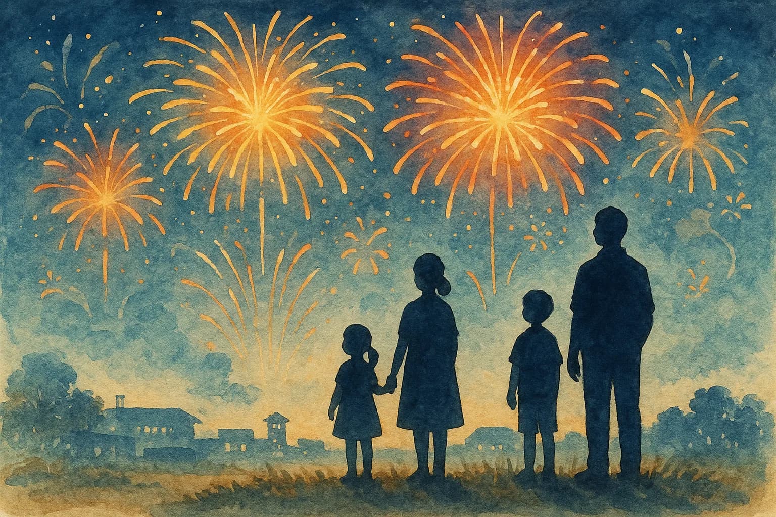 夏まつりを締めくくる花火を観覧