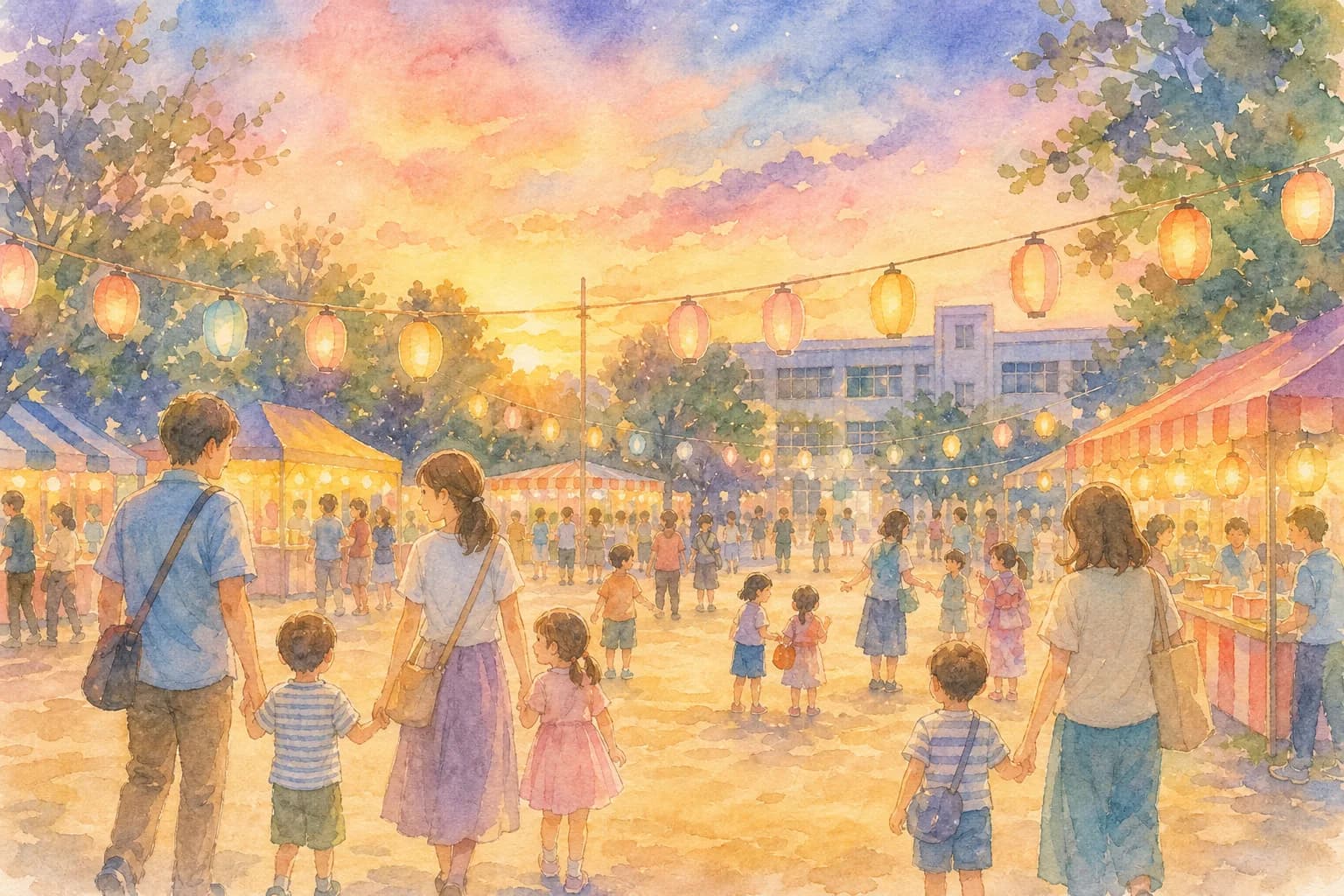 会場周辺で夕涼みしながら腹ごしらえ、花火前の場所取り