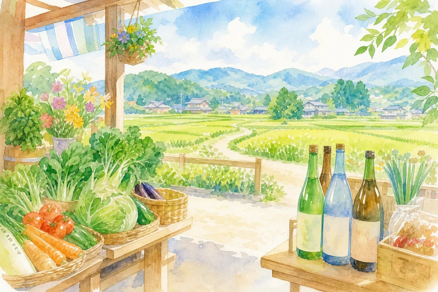 地元の農産物や日本酒が並ぶ道の駅でひと休み