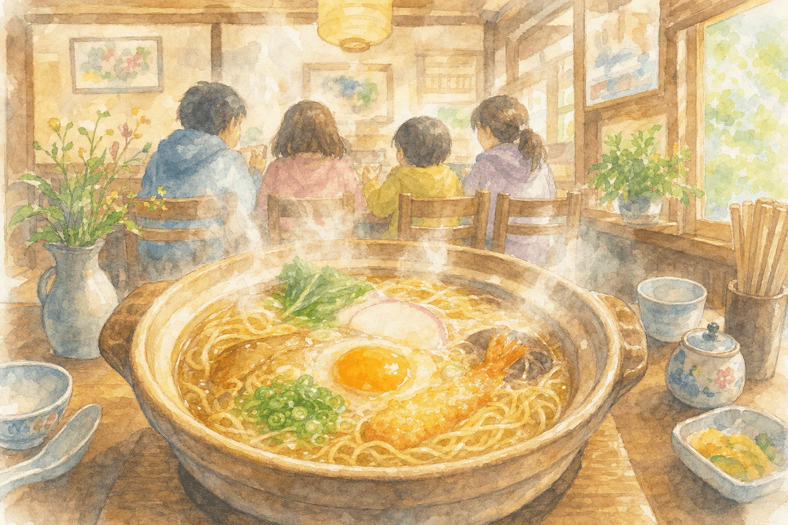 土鍋でぐつぐつ、親鶏だし醤油の名物鍋焼きラーメン