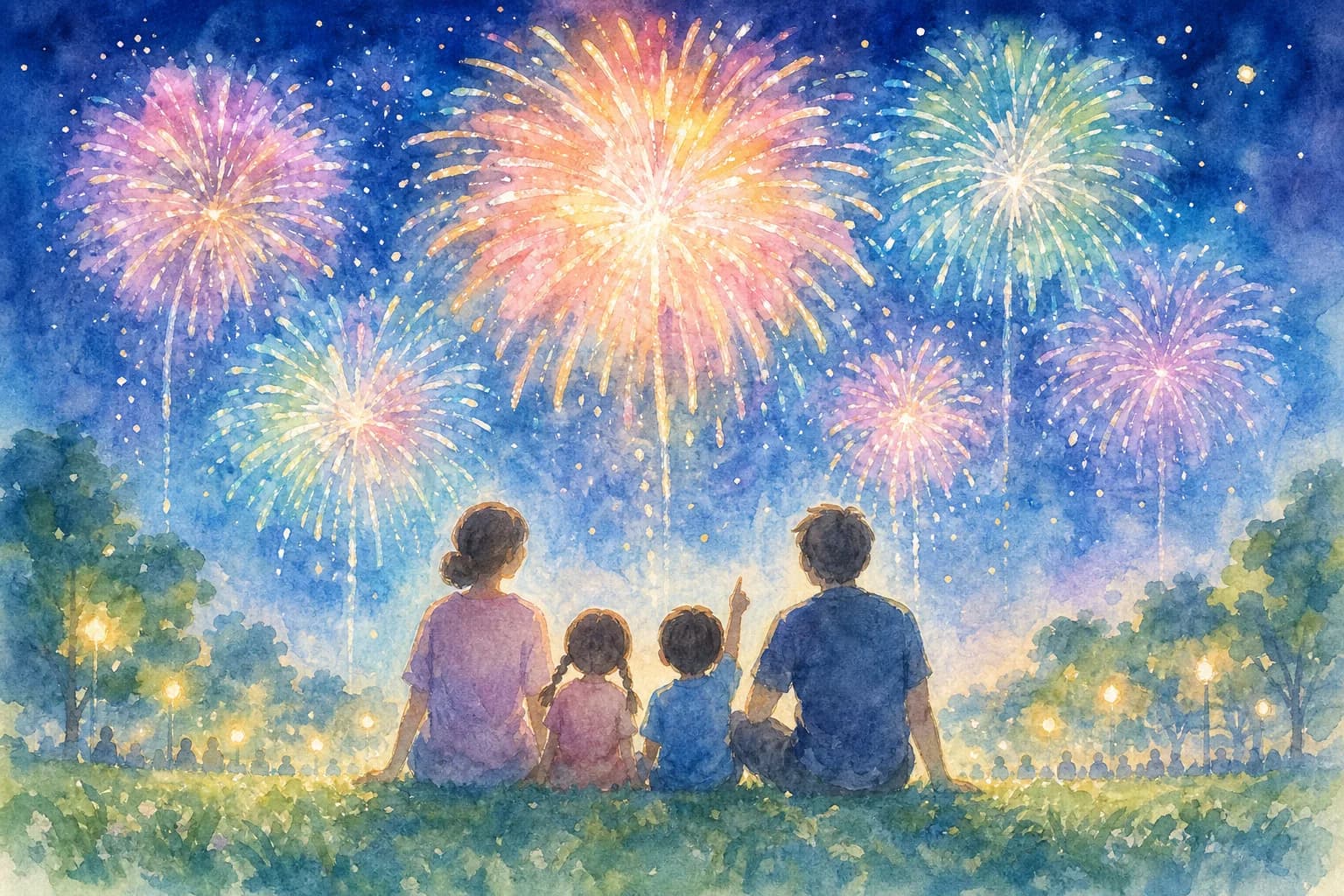 約3,300発の花火を公園から観覧