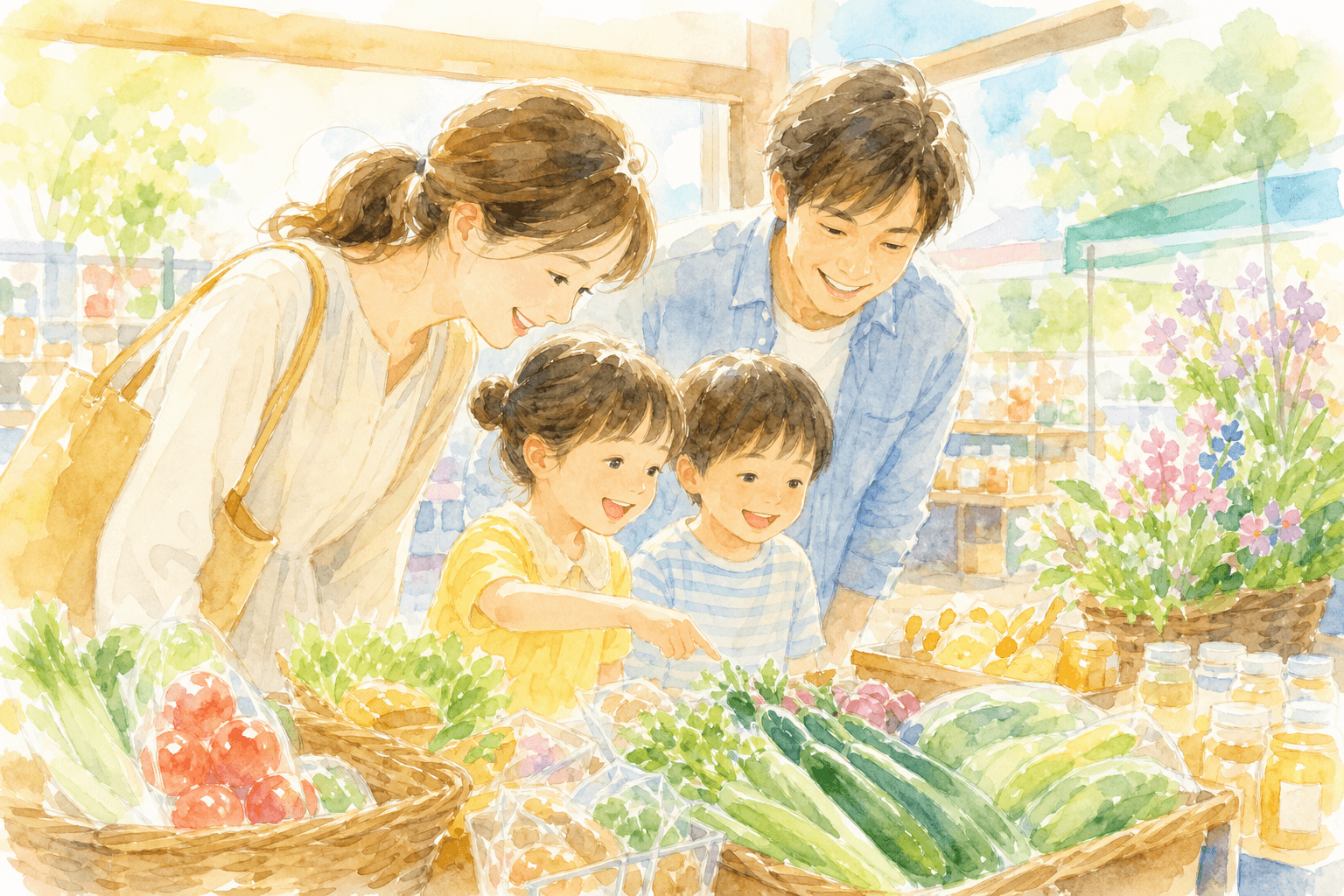 地元産の野菜やお土産が並ぶ産直コーナー