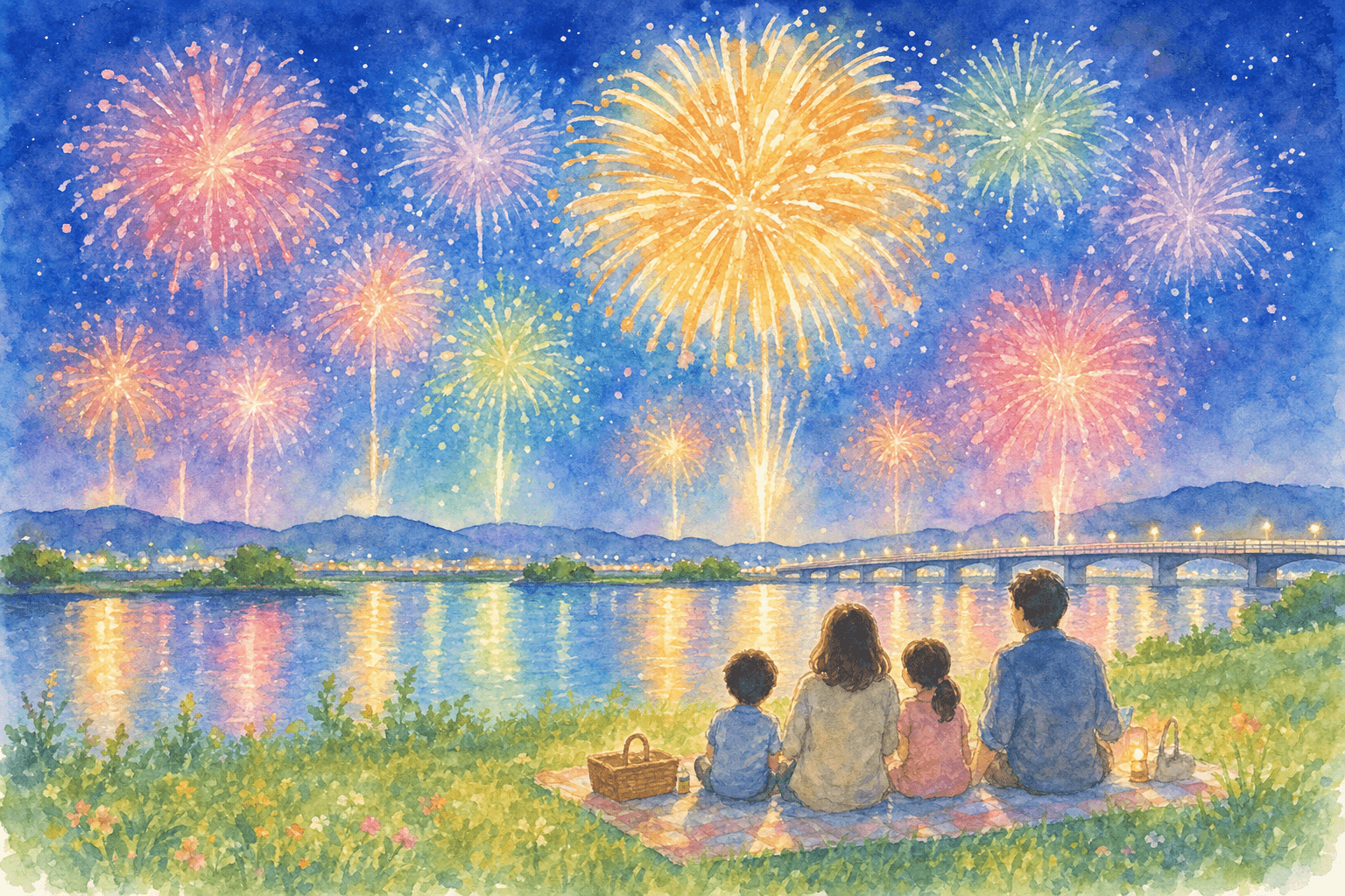 西大寺夏花火大会(吉井川第一緑地公園)