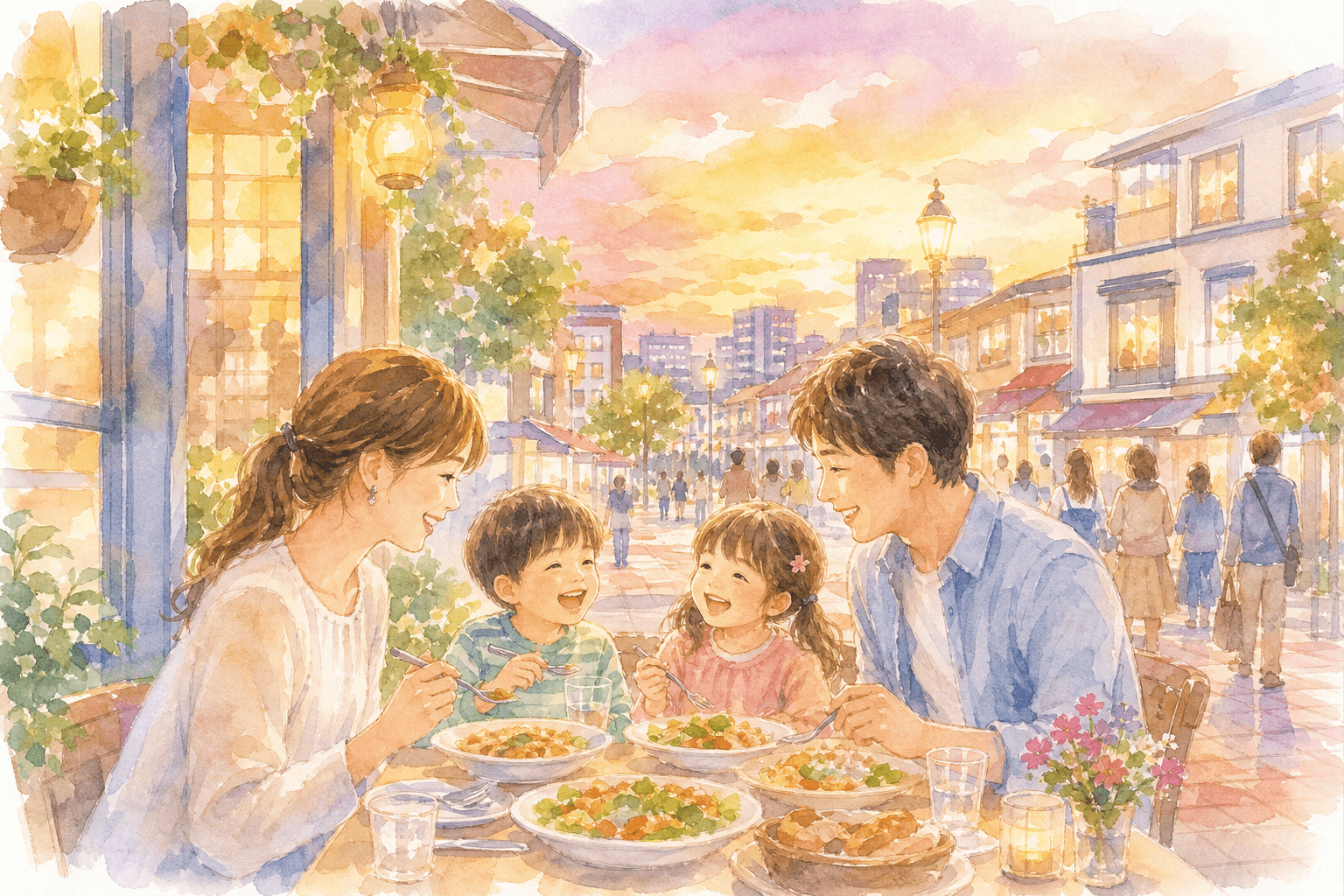駅前で夕食、太鼓まつり本番前の腹ごしらえ