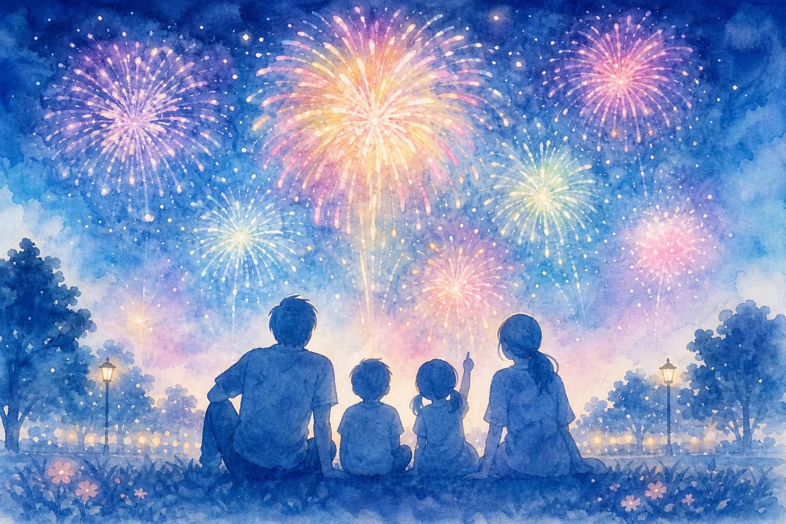 約1,300発の花火が山あいの夜空を彩る