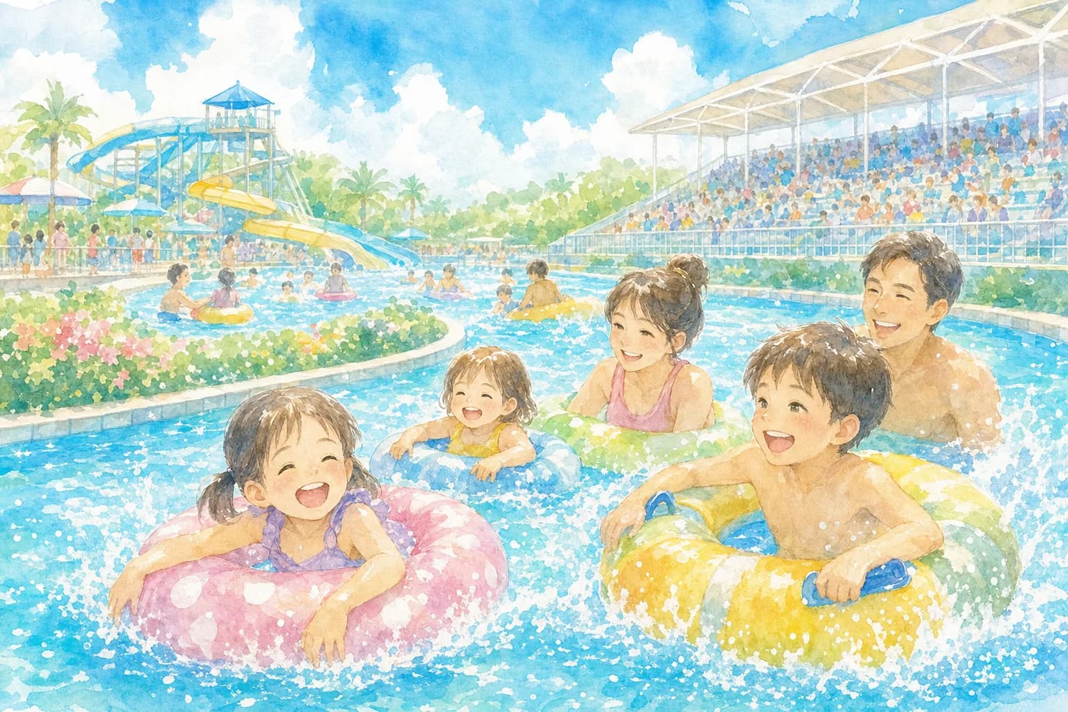 50mプール・流水プール・幼児プールで夕方まで水遊びを満喫