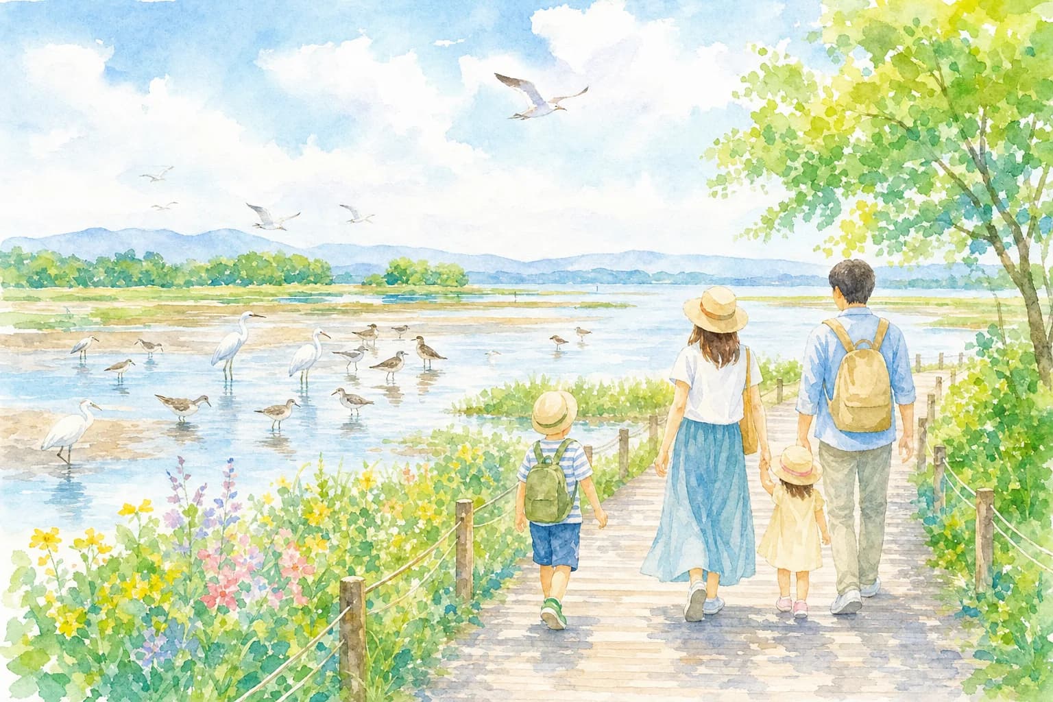 干潟と野鳥に出会える自然観察公園を散策