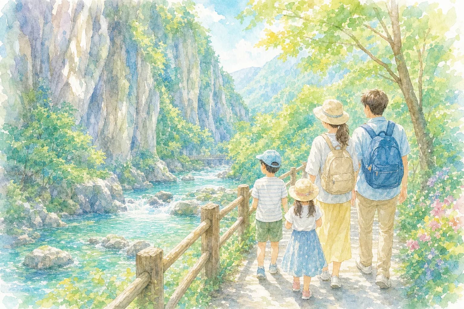 渓流沿いの遊歩道で涼やかな渓谷美を散策