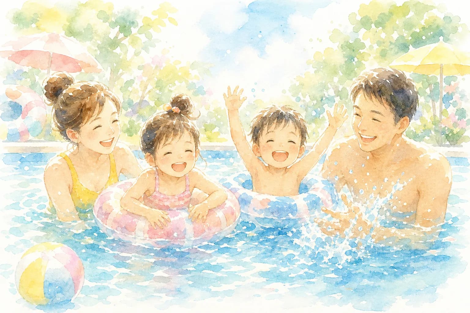 屋内プールで夕方まで泳ぎを満喫