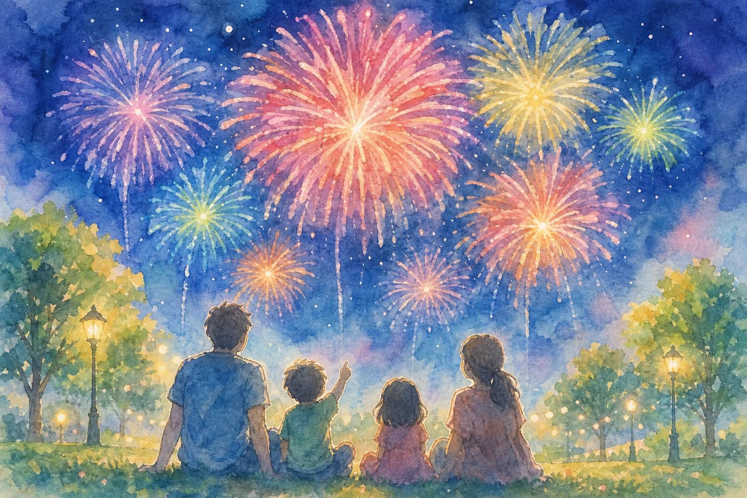 約2,500発の花火を公園から観覧