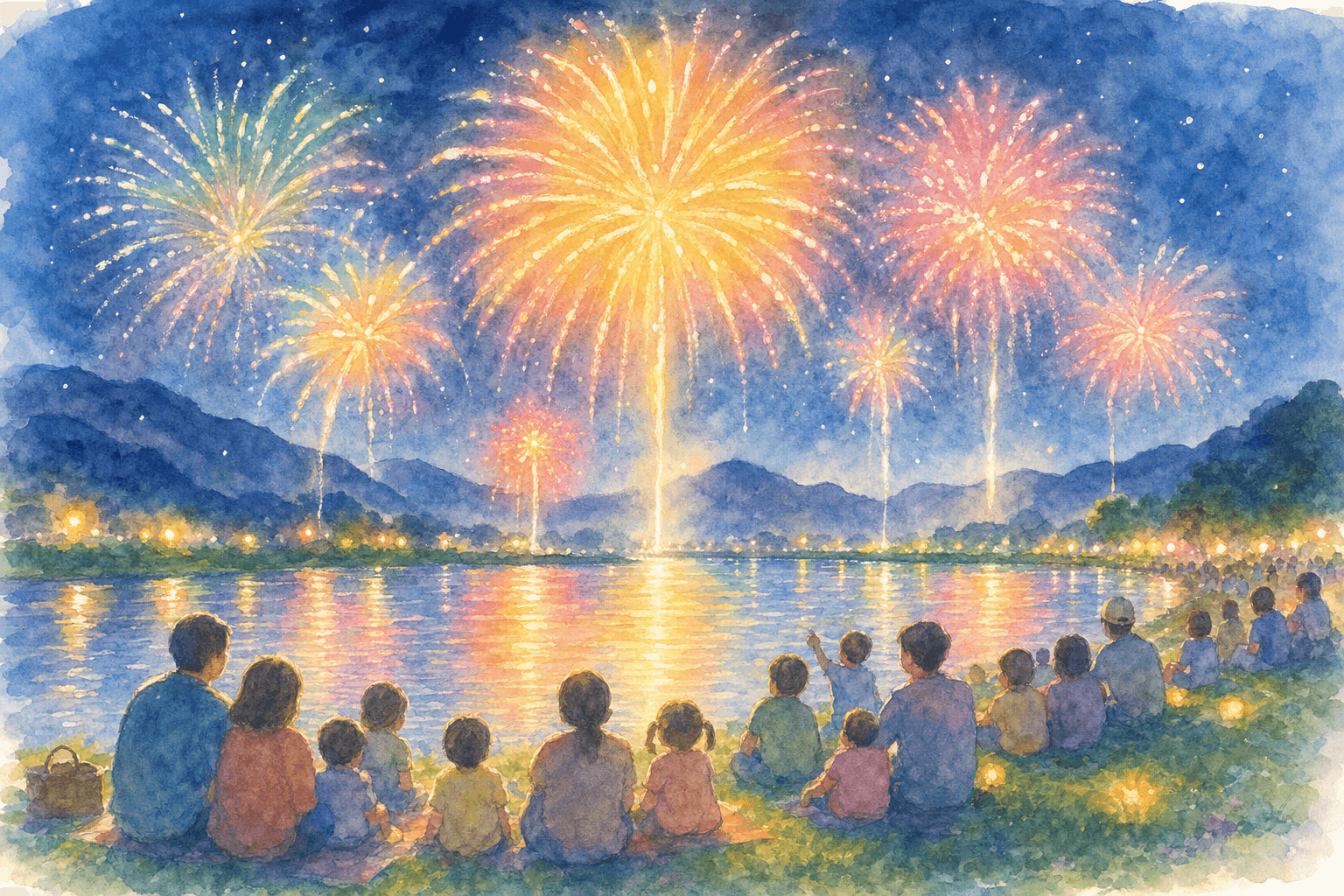 斐伊川の夜空に約1,500発、山あいに響く夏の花火