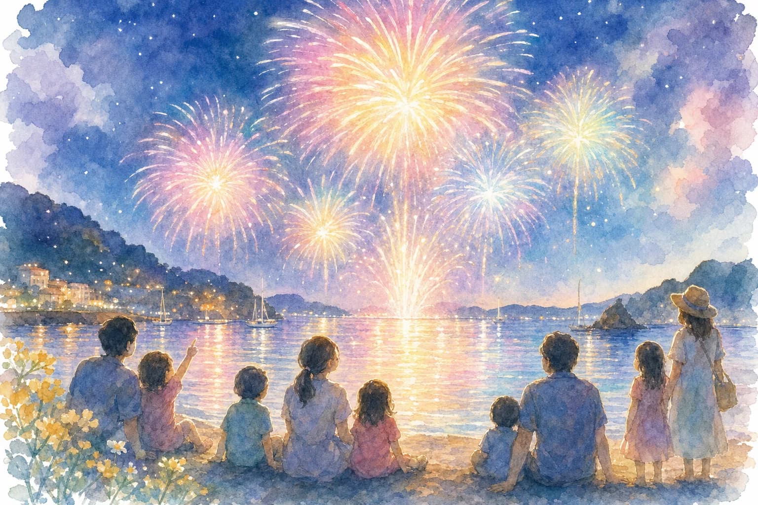 約2,000発、静かな入り江を彩る花火を観覧