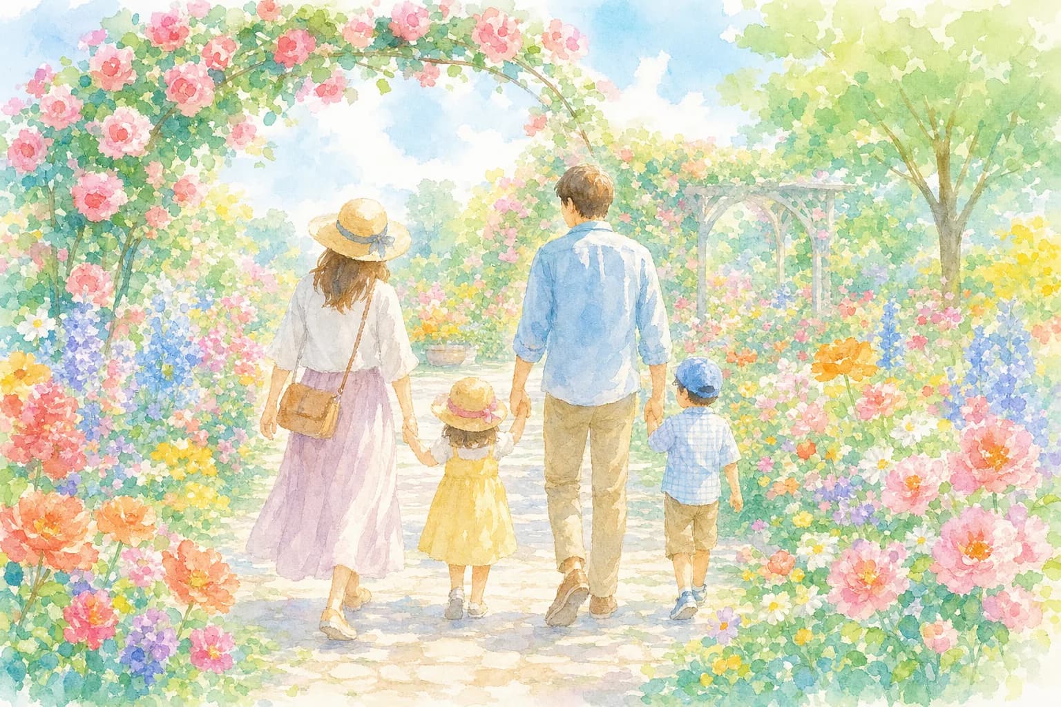 四季の花々が咲き誇る広大なガーデンを散策