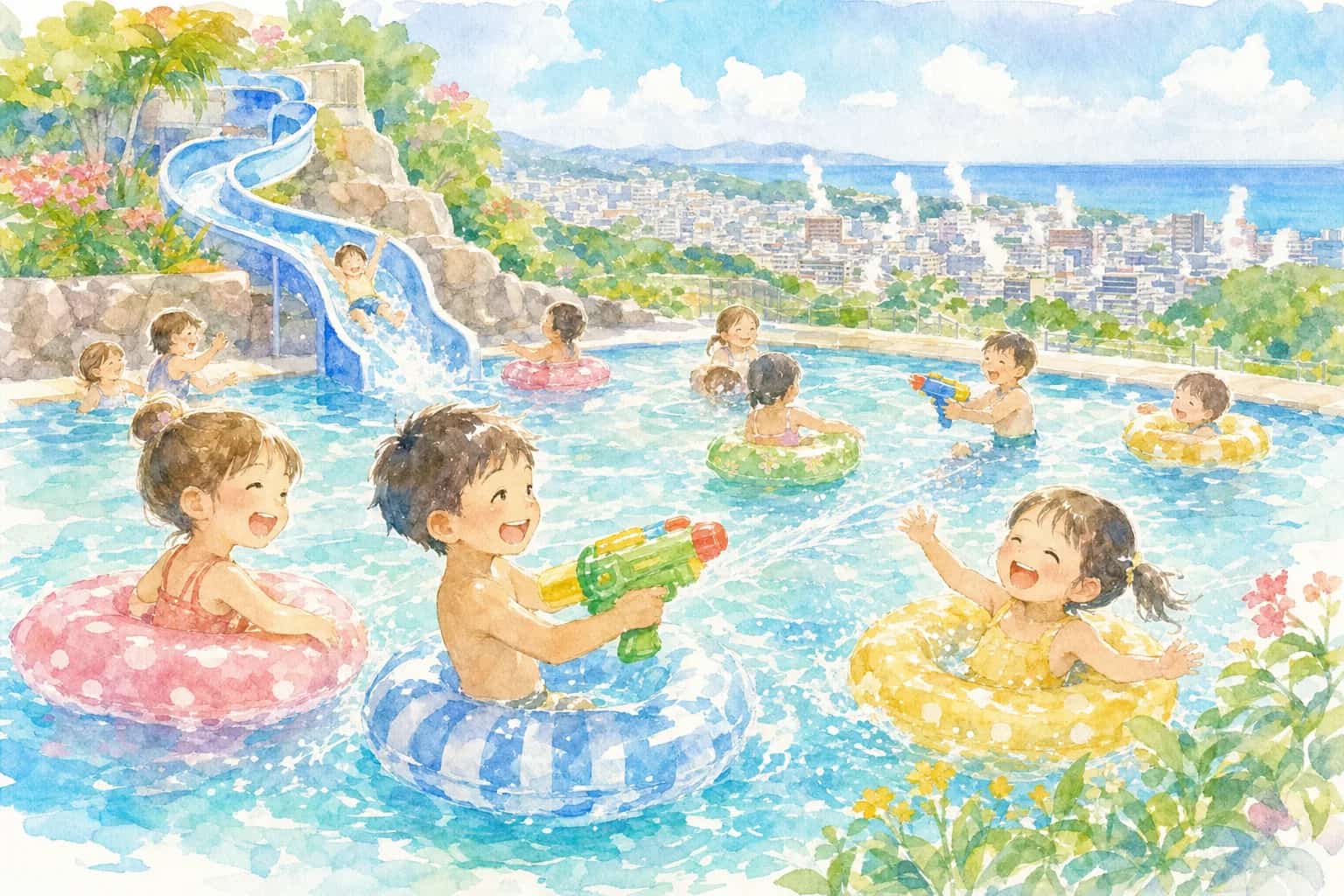 別府ラクテンチ 温泉湧き水プール