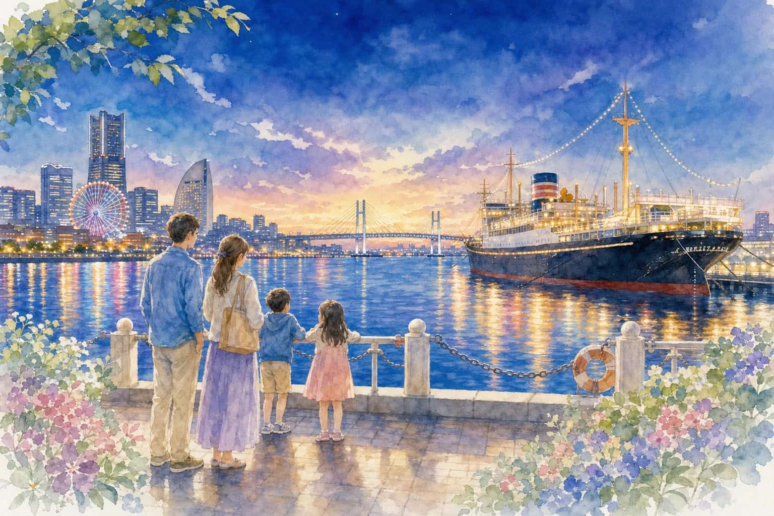 คอร์สเที่ยวเต็มวัน ปี 2026 ชมวิวกลางคืนที่สวนยามาชิตะ (山下公園)