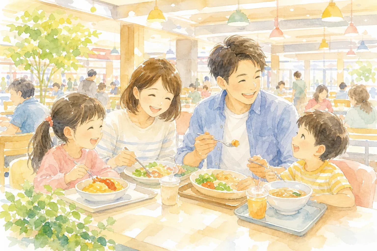 フードコートで食事をとりお昼ごはん