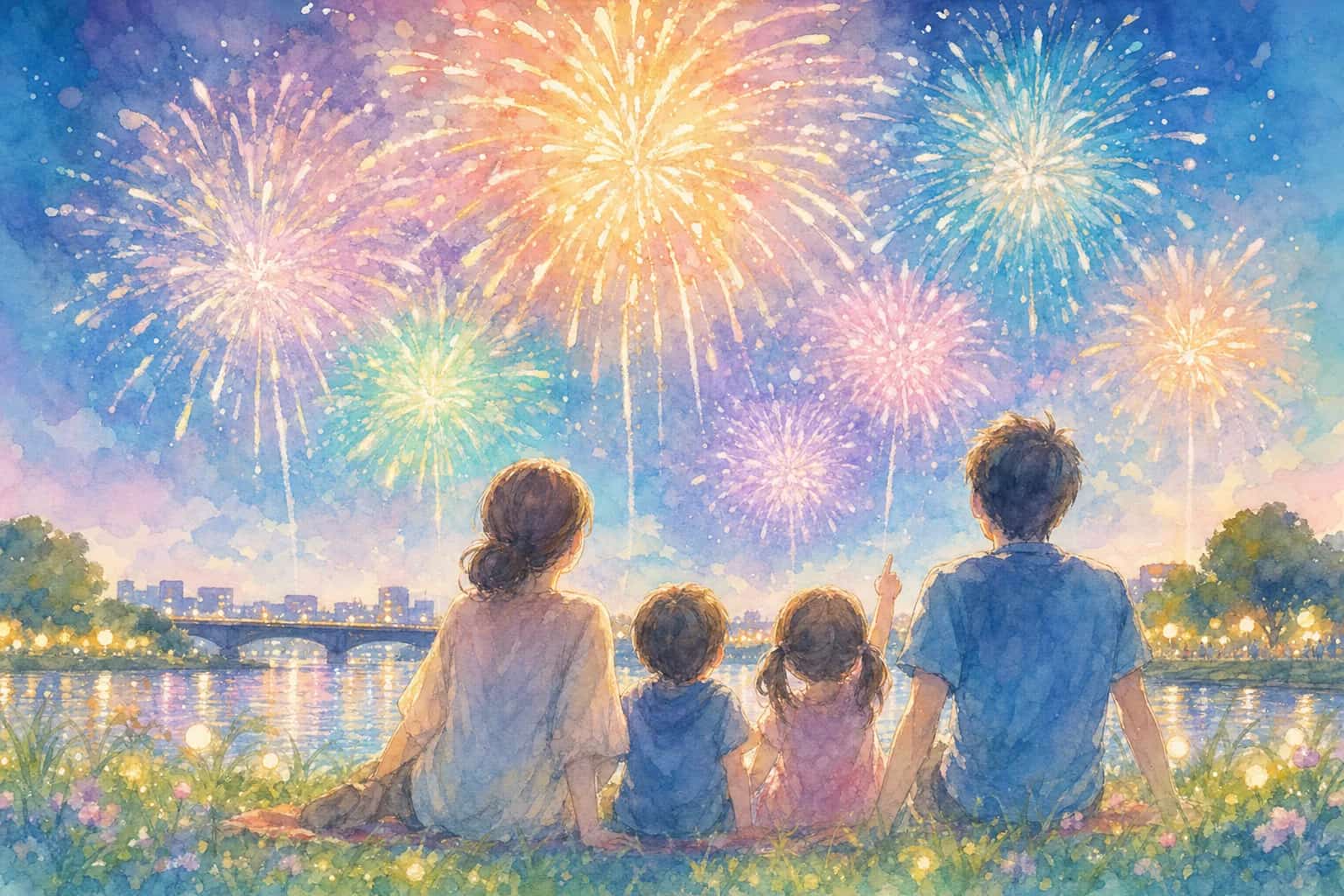 ふしの夏まつり花火大会(椹野川東津河川公園)