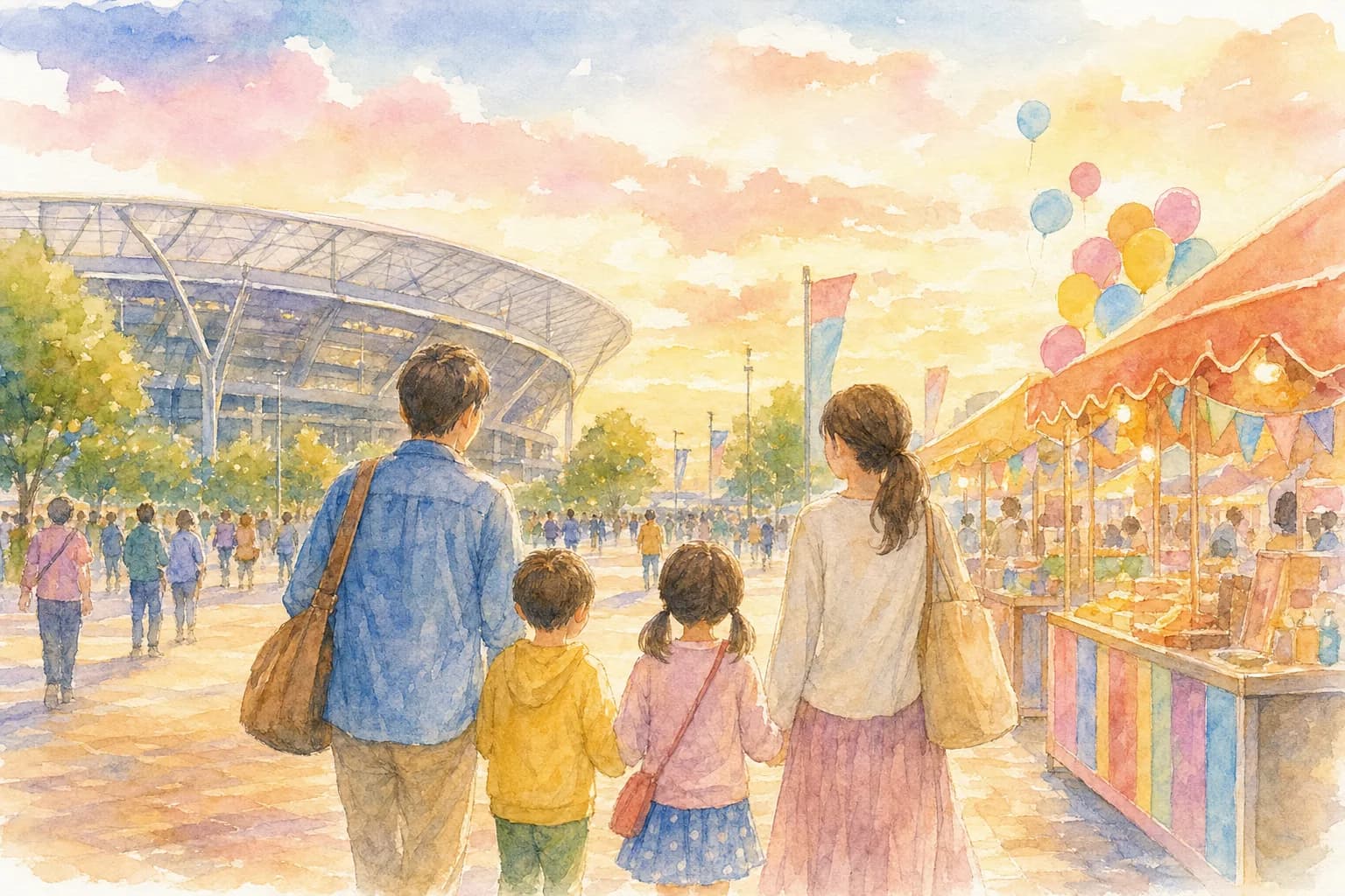 会場周辺で夕食を調達、祭りの雰囲気を感じながら開演を待つ