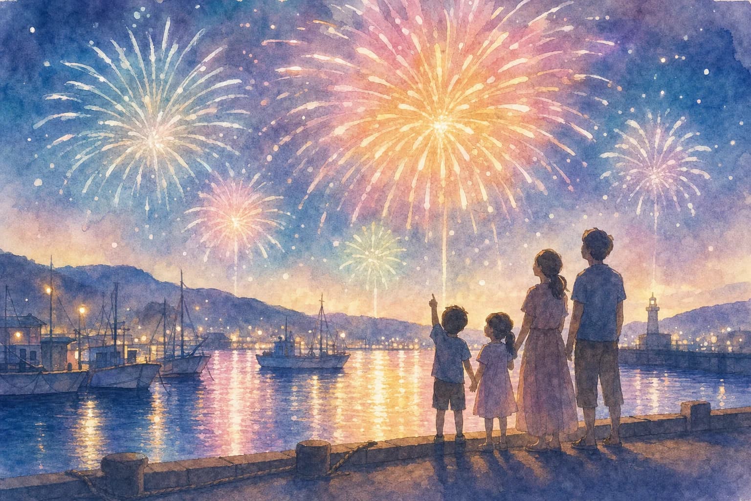 Finish dinner around the port and secure a place to view fireworks