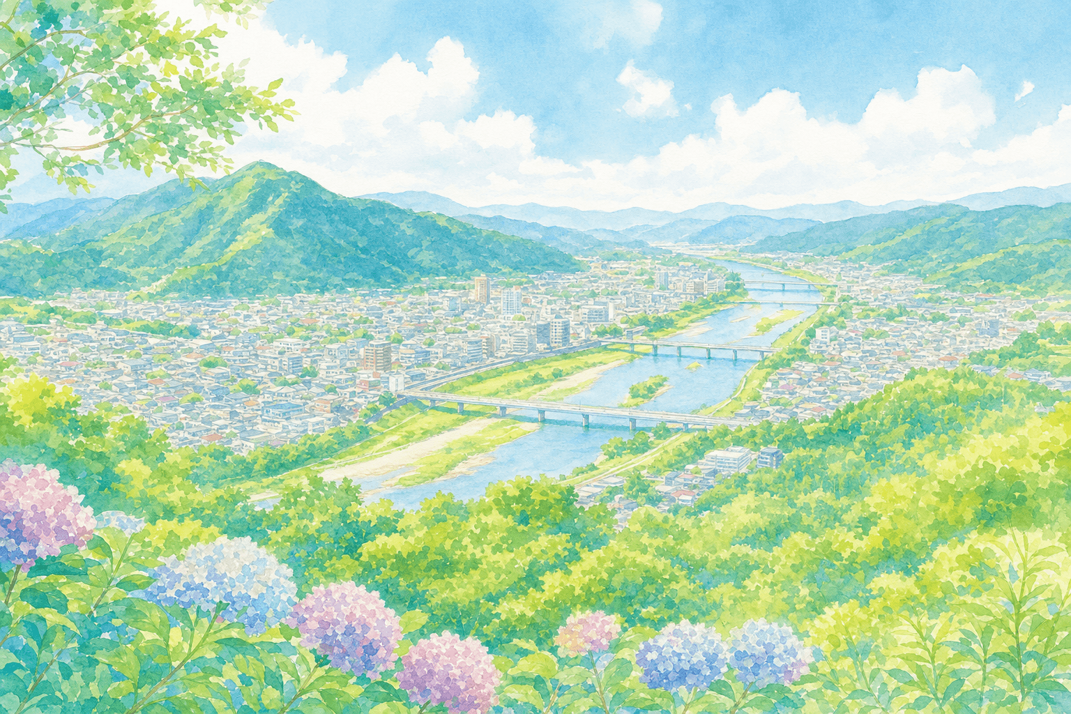 愛宕山から延岡市街と五ヶ瀬川の大パノラマを堪能