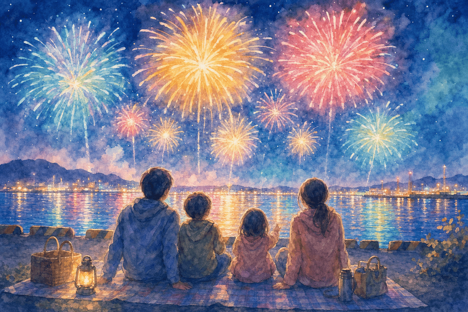 秋の夜空に約8,000発、焼津港の海上から打ち上がる大迫力の花火