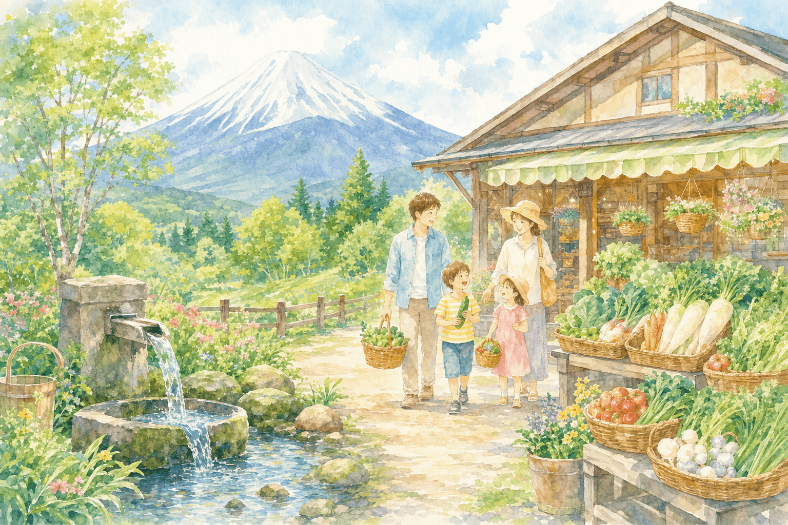 Collect spring water from Mount Fuji and explore local specialty products and souvenirs