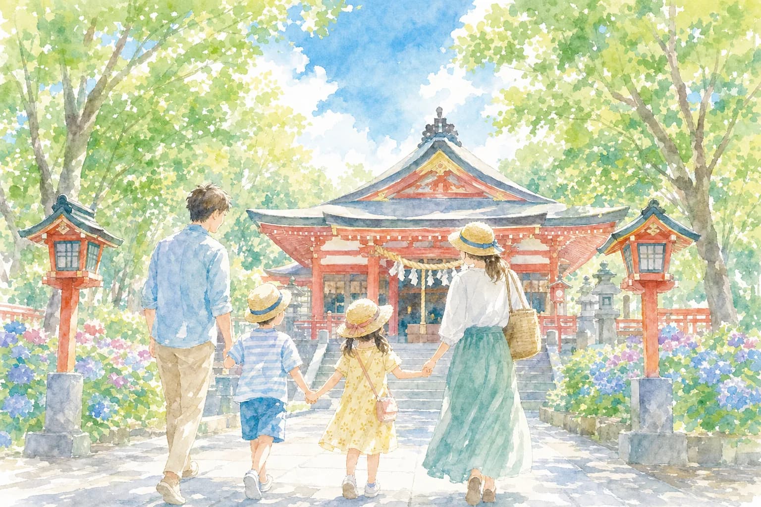 新居浜太鼓祭りで知られる神社で旅の安全をお参り