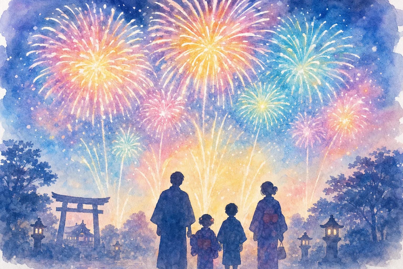厄除けを願う花火を境内周辺から観覧