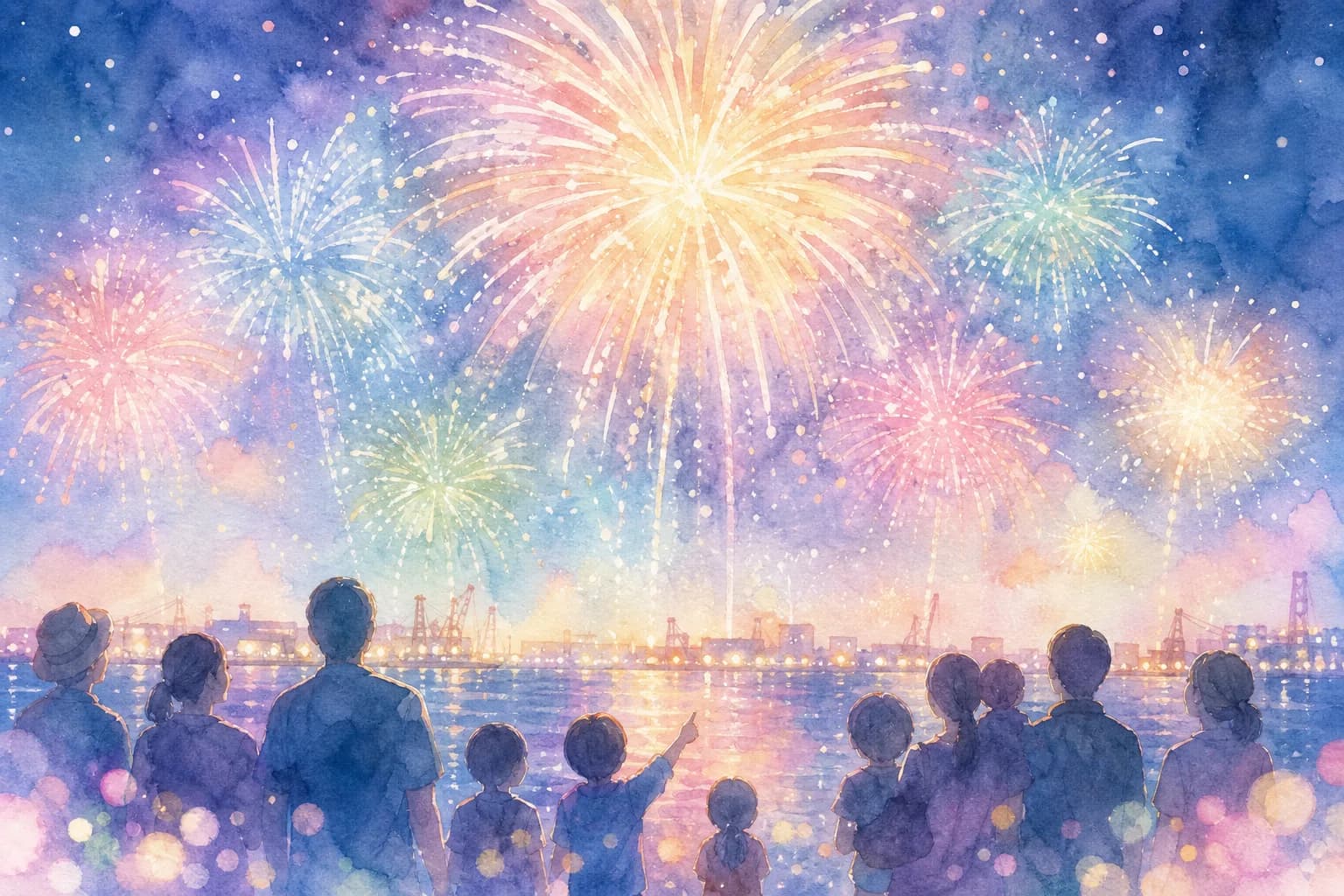 在面向東中國海的夜空中約10,000發花火升起