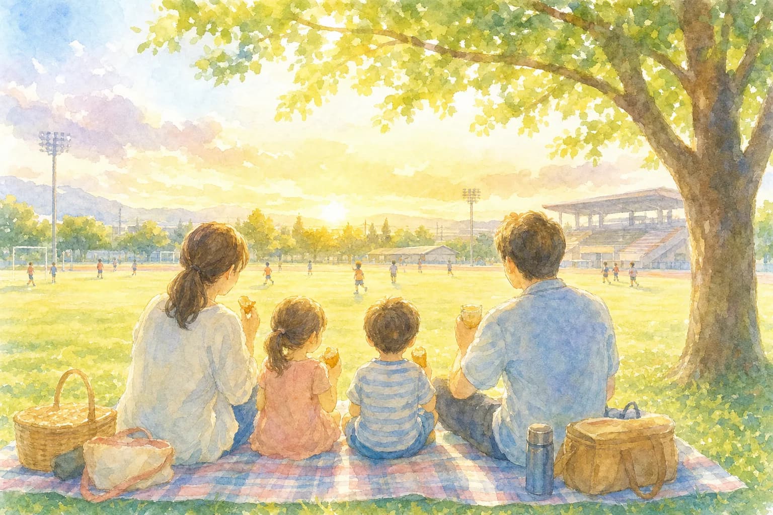 軽食で腹ごしらえをして夏まつりの始まりを待つ