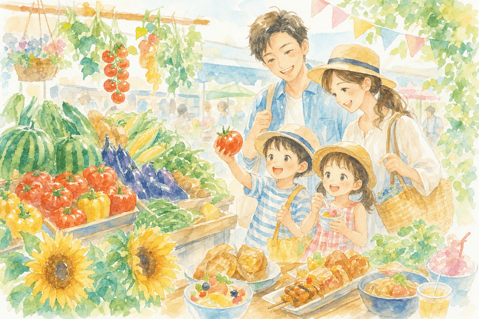 지역산 야채·과일과 후쿠시마 그르메로 점심식사 & 쇼핑