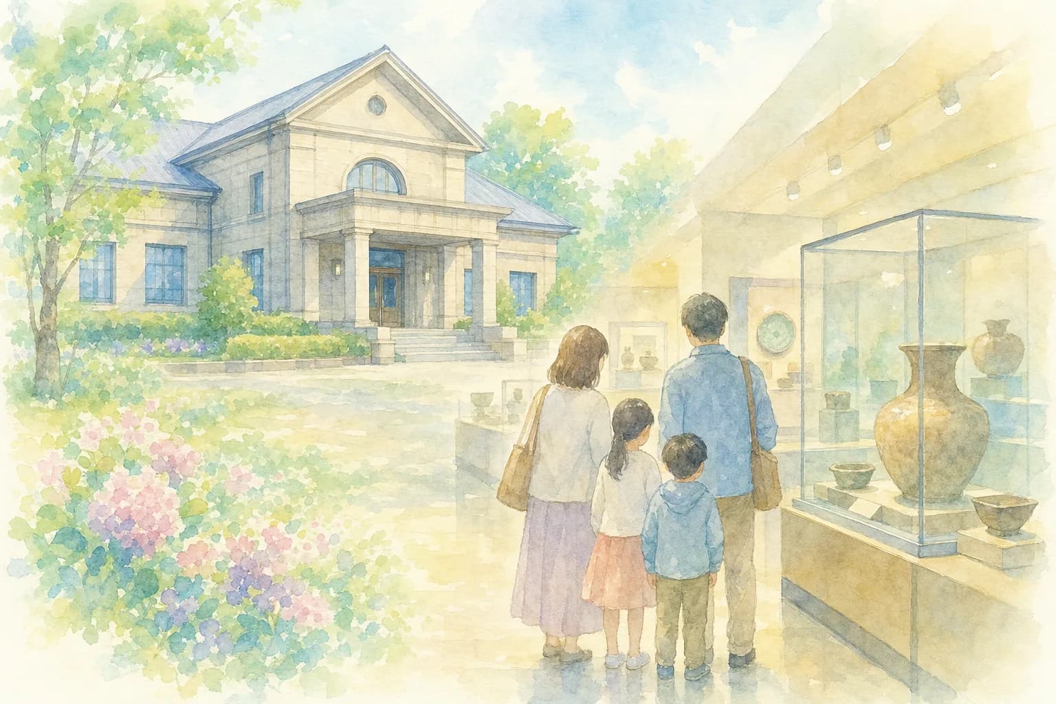 시라카와의 역사와 문화에 관한 전시를 자세히 견학