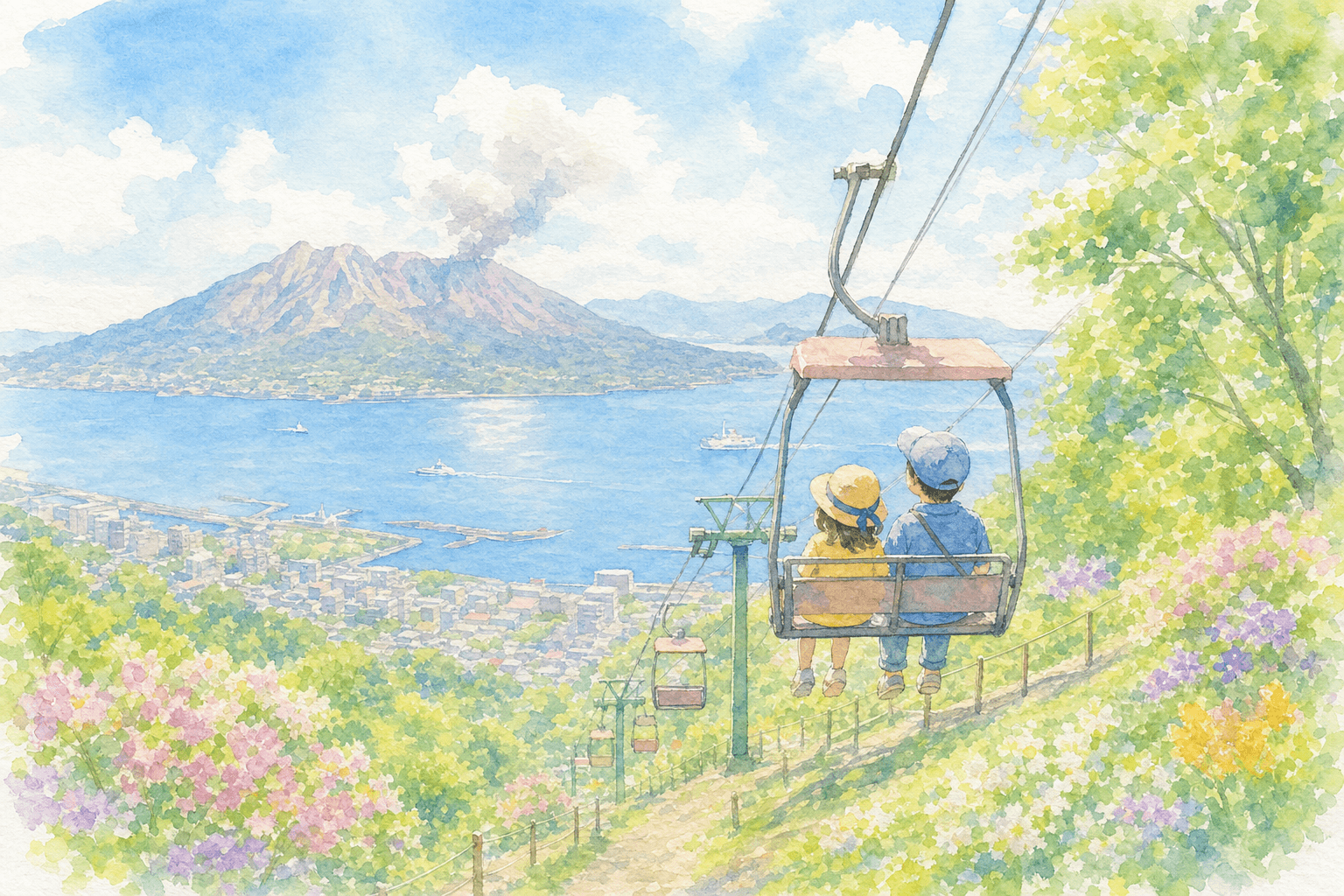 黒豚ランチと遊覧リフトで錦江湾・桜島の大展望